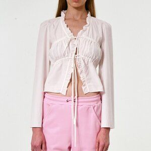Open YY White Ruffled Blouse